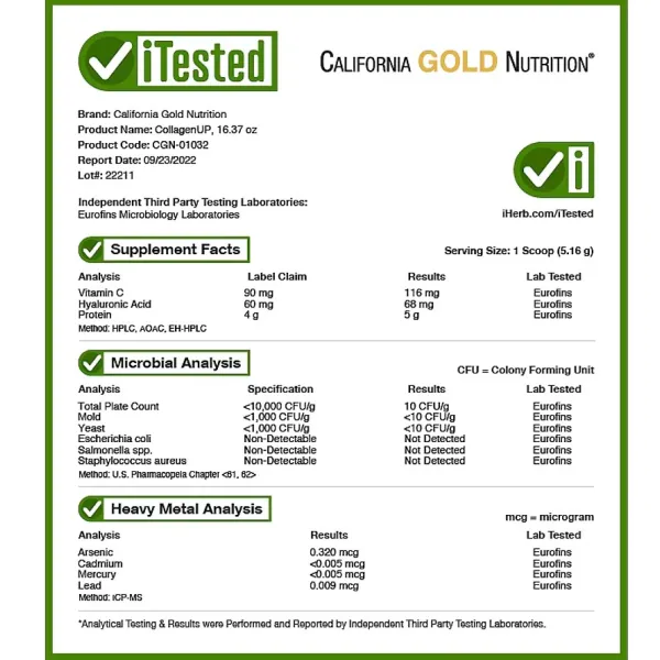 Колаген пептиди з гіалуроновою кислотою, CollagenUP Peptides, California Gold Nutrition, 5000 мг 206 г