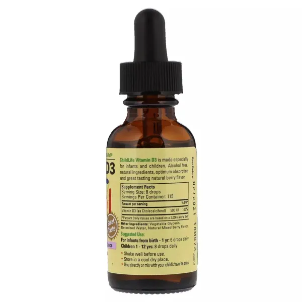 Рідкий вітамін D3 (Vitamin D3 Drops) 500 ME 26.9 мл із смаком ягід