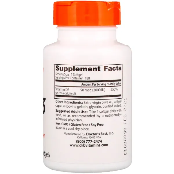 Вітамін D3 (Vitamin D3) 2000 МО 180 капсул