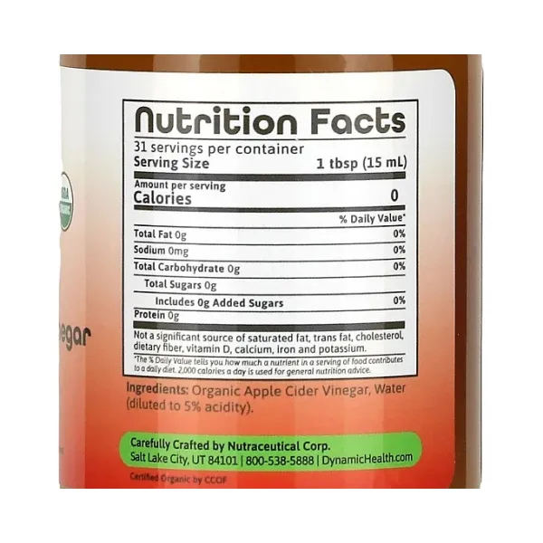 Яблучний оцет, Apple Cider Vinegar with Mother, Dynamic Health, 473 мл