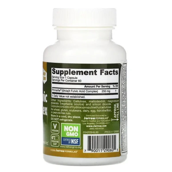 Комплекс з мумійо та фульвокислотою (Shilajit Fulvic Acid Complex) 250 мг 60 капсул