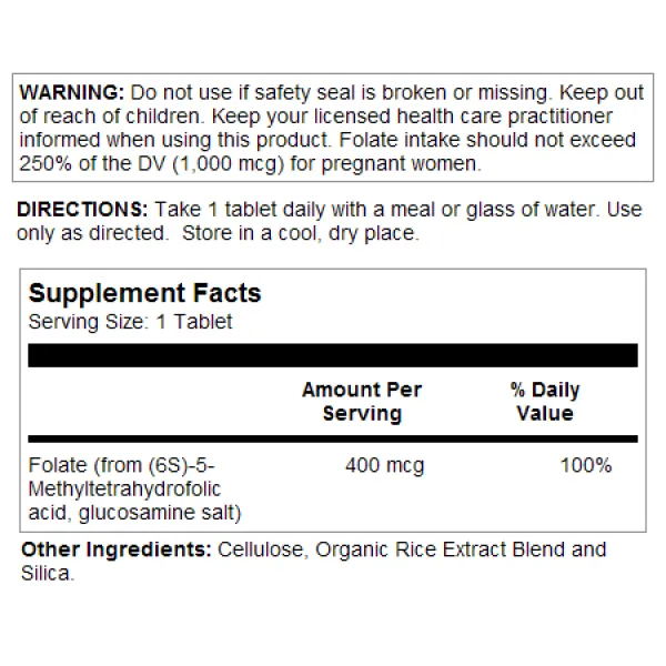 Метилфолат (Methyl folate), KAL, 400 мкг 90 таблеток