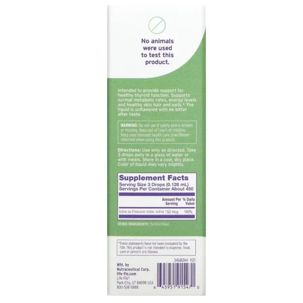 Йод (Liquid Iodine Plus), Life Flo Health, з йодидом калію, 150 мкг 59 мл