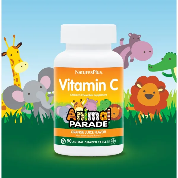Вітамін С (Children's chewable vitamin C, animal parade) 250 мг 90 жувальних таблеток зі смаком апельсину