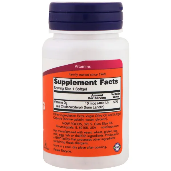 Вітамін D3 (Vitamin D3) 400 МО 180 капсул