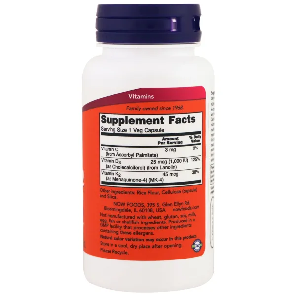 Вітамін D3 з вітаміном К2 (Vitamin D3&K2) 1000 МО/45 мкг 120 капсул