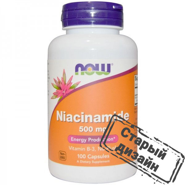 Ниацинамид (Niacinamide), NOW Foods, 500 мг 100 капсул