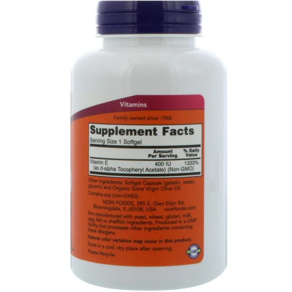 Вітамін Е d-альфа-токоферилацетат  (Natural Vitamin E) 400 МО 100 капсул