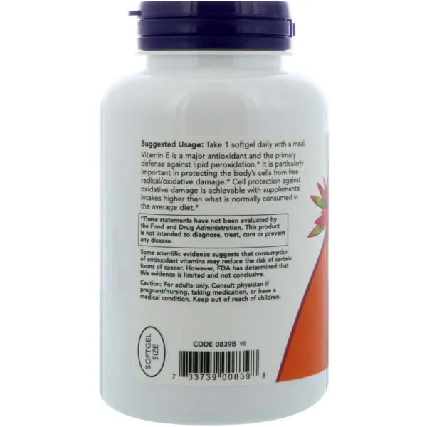 Вітамін Е d-альфа-токоферилацетат  (Natural Vitamin E) 400 МО 100 капсул