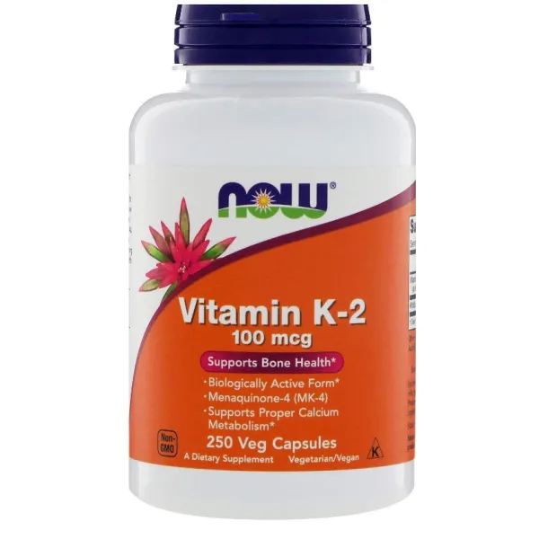 Витамин K2 (Vitamin K2), Now Foods, 100 мкг 100 капсул