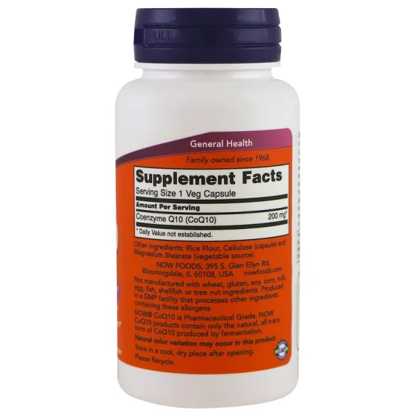 Коензим Q10 (CoQ10), NOW Foods, 200 мг 60 капсул