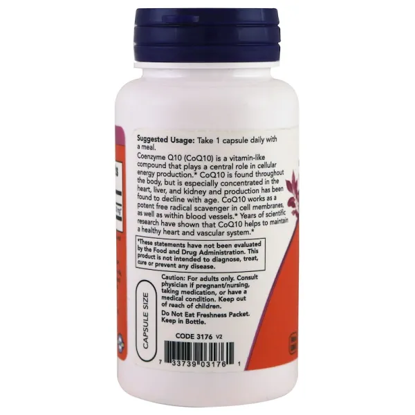 Коензим Q10 (CoQ10), NOW Foods, 200 мг 60 капсул