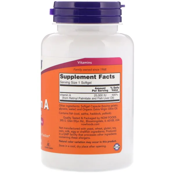 Вітамін А (Vitamin A), NOW Foods, 25 000 МО 100 капсул