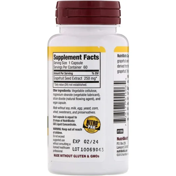 Екстракт грейпфрута (Grapefruit Seed Extract) 250 мг 60 капсул