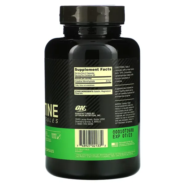 Креатин (Micronized Creatine Capsules) Optimum Nutrition, 2.5 г 200 капс