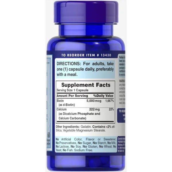 Біотин та Кальцій (Biotin with Calcium) 5000 мкг/222 мг 120 капсул