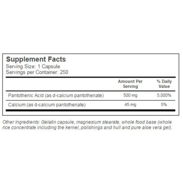 Пантотеновая кислота (Pantothenic acid) 100 капсул