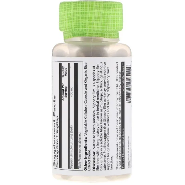 Слизький В'яз (Slippery Elm) 400 мг 100 капсул