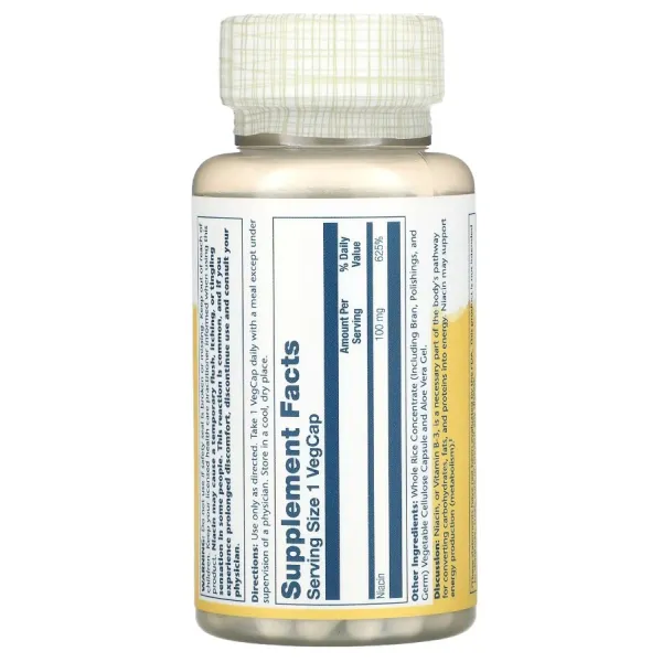 Ніацин, Niacin, Solaray, 100 мг 100 капсул