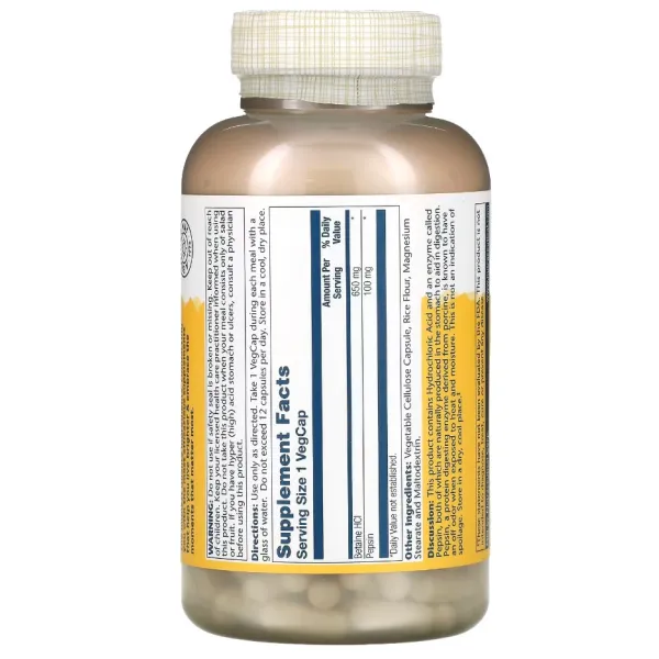 Бетаїн HCl + пепсін (HCL with Pepsin) 650 мг 250 капсул