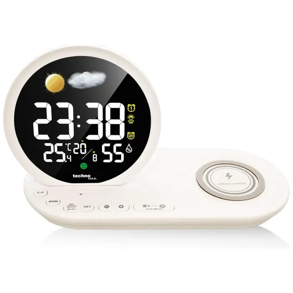 Годинник настільний Technoline WT427 Wireless Mobile Charging White (WT427)