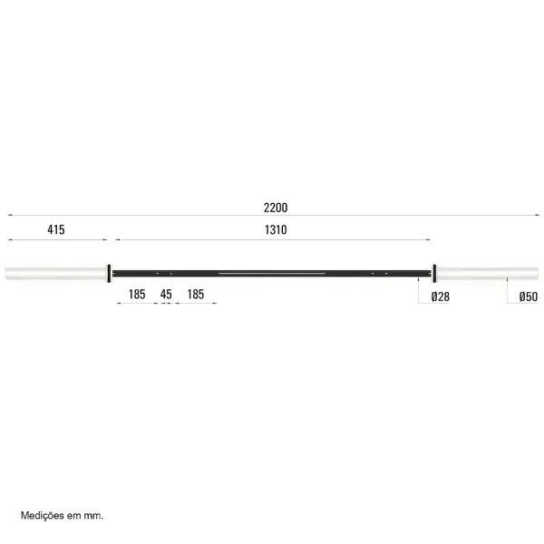 Гриф для штанги Toorx Max 450 Kg Cross Challenge 220 см 50 мм (BO-450)