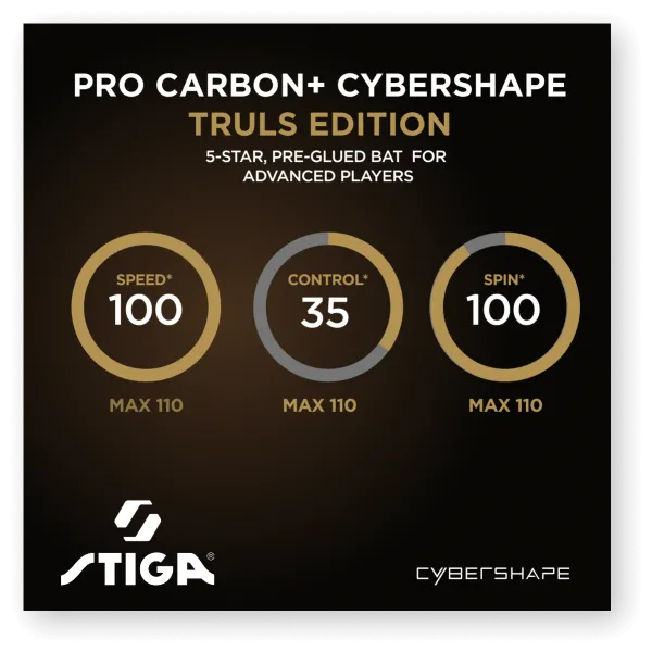 Ракетка для настільного тенісу Stiga Pro Carbon Plus Cybershape Truls Edition 5 Star FL (1215-1306-35)