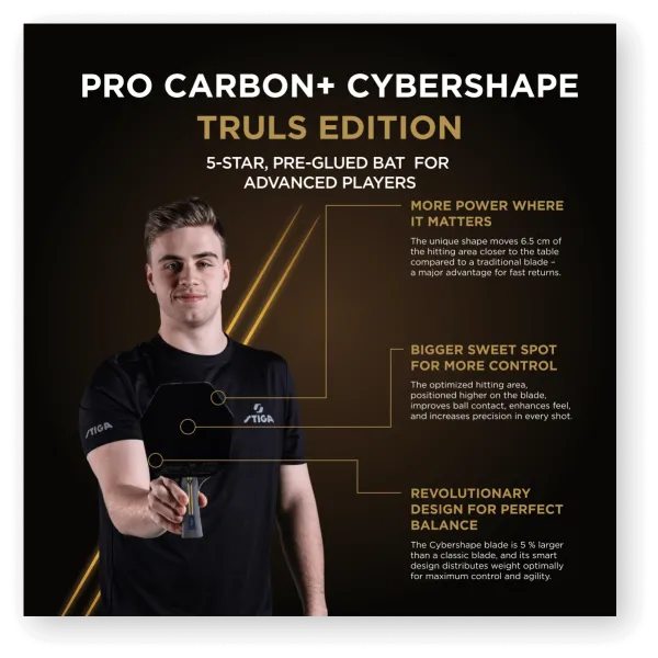 Ракетка для настільного тенісу Stiga Pro Carbon Plus Cybershape Truls Edition 5 Star FL (1215-1306-35)
