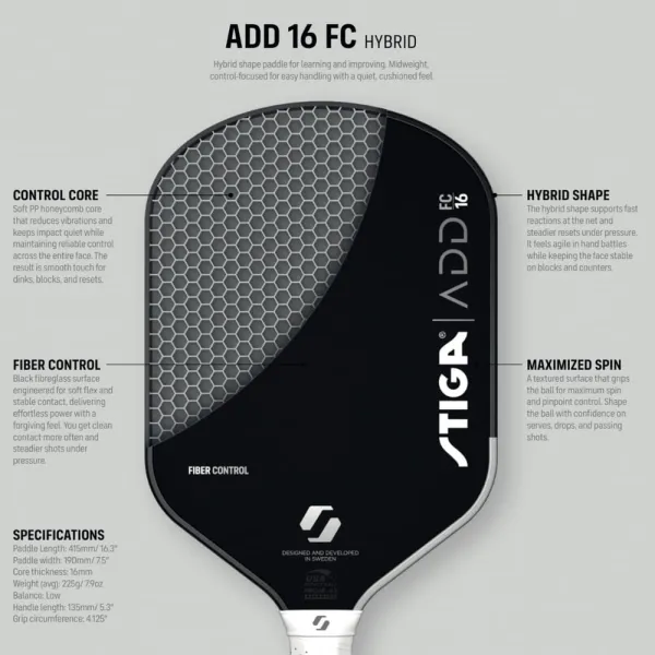 Ракетка для піклболу Stiga ADD FC 16 Hybrid (3201-0512-02)