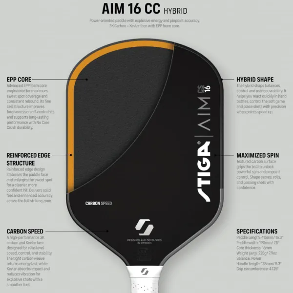 Ракетка для піклболу Stiga AIM CS 16 Hybrid (3202-0318-02)