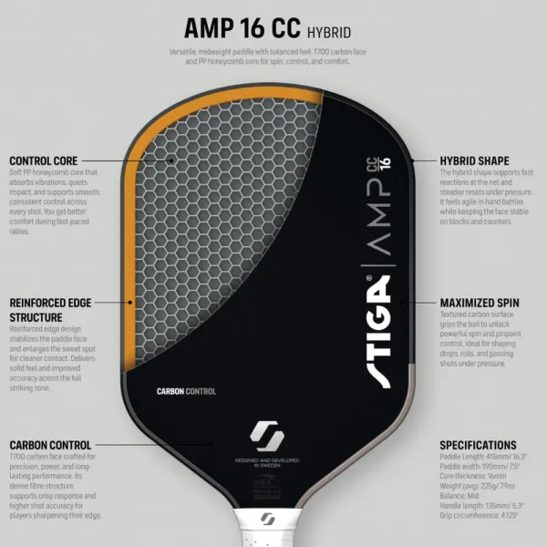 Ракетка для піклболу Stiga AMP CC 16 Hybrid (3202-0318-02)