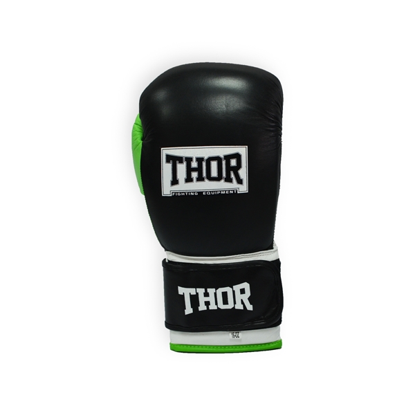 Рукавички боксерські THOR TYPHOON 16oz / шкіра / чорно-зелено-білі