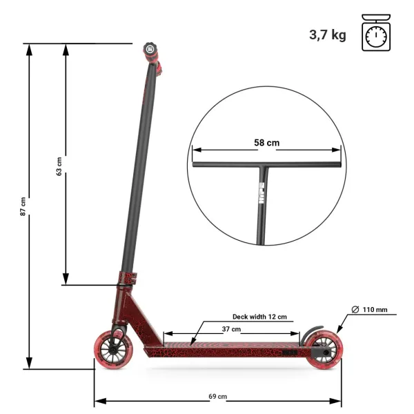 Самокат трюковий Hipe H11 Magma (black/red)