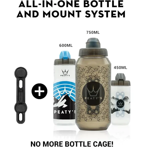 Фляга Peaty's x Fidlock Lockin Bottle, Mountains / Clear, 450ml