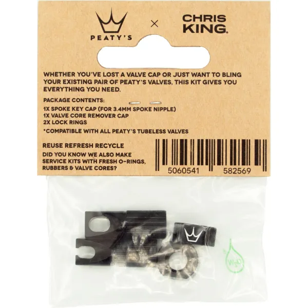 Ковпачки для ніпелів Peaty's x Chris King Tubeless Valves Accessory Kit, Black