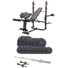 Набор Elitum Titan 68кг со скамьей HS-1065HB Pro, штангой и гантелями