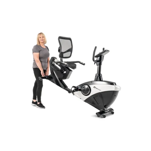 Горизонтальний велотренажер Hop-Sport HS-070L Helix сріблястий iConsole+