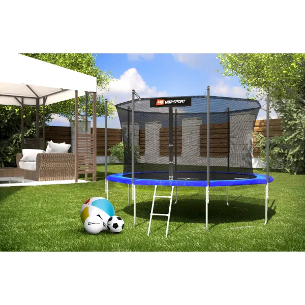 Батут Hop-Sport 12ft (366см) синий с внутренней сеткой