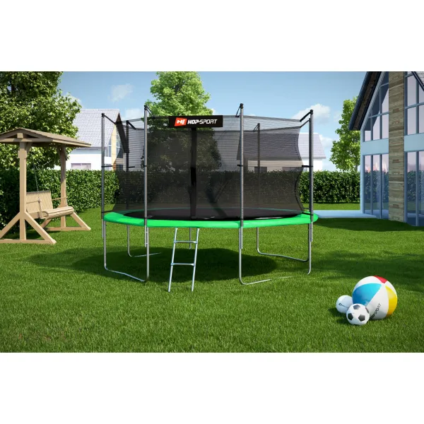Батут Hop-Sport 12ft (366см) зелений із внутрішньою сіткою
