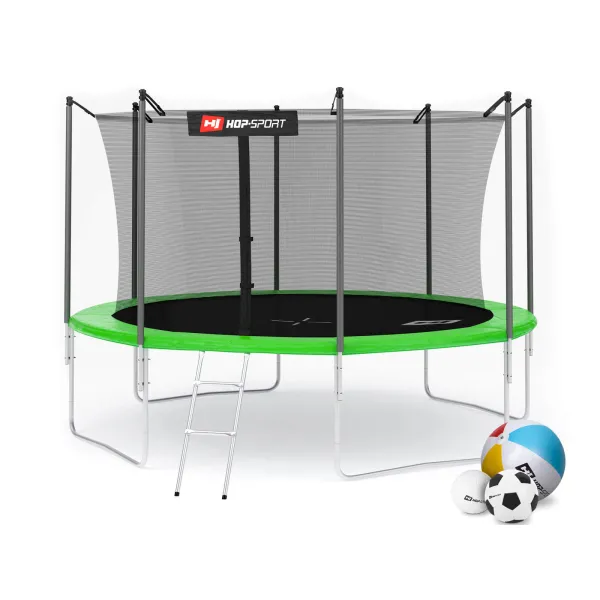 Батут Hop-Sport 12ft (366см) зелений із внутрішньою сіткою