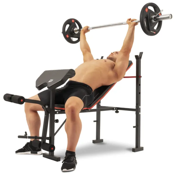 Набір Hop-Sport Premium 75кг з лавою HS-1055, штангами та гантелями