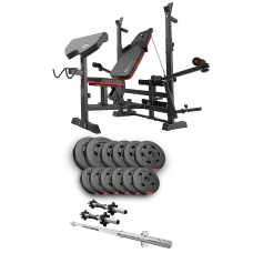 Набор Hop-Sport Premium 38кг со скамьей HS-1075 Pro, штангами и гантелями