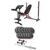 Набор Hop-Sport Premium 38кг со скамьей HS-1095, штангами и гантелями