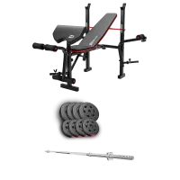 Набір Hop-Sport Premium 39кг з лавою HS-1055 Pro та штангою