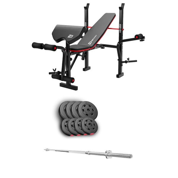 Набір Hop-Sport Premium 39кг з лавою HS-1055 Pro та штангою