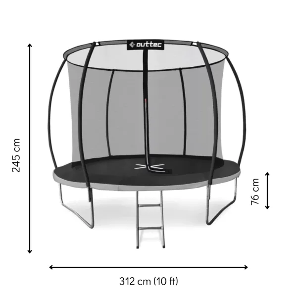 Батут Outtec Premium 10ft (312см) чорно-сірий з внутрішньою сіткою