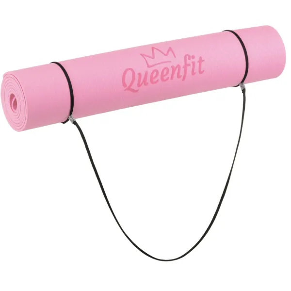 Килимок (мат) для фітнесу та йоги Queenfit Premium TPE 0,5см рожевий