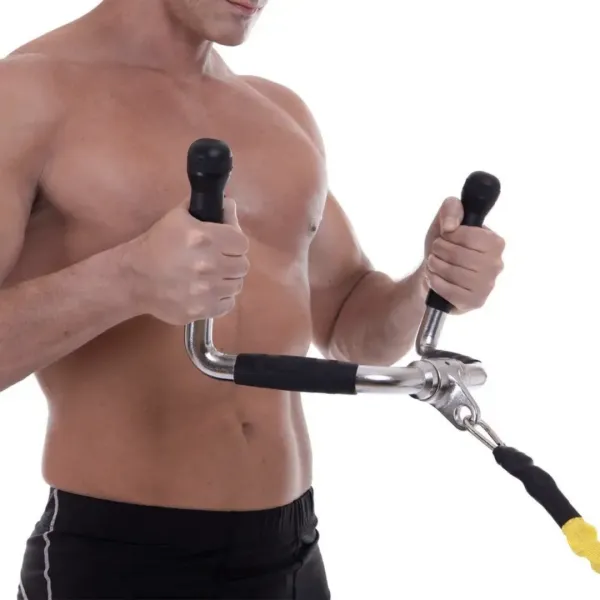 Ручка для тяги York Fitness багатофункціональна з гумовими рукоятками, хром