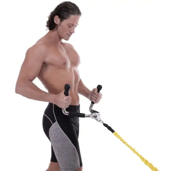 Ручка для тяги York Fitness багатофункціональна з гумовими рукоятками, хром