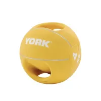 Мяч медбол 4кг York Fitness с двумя ручками, желтый